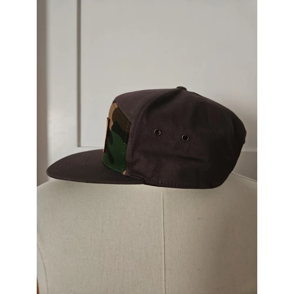 Steamboat Brown Camo Leather Patch Baseball Hat Strapback Adjustable Cap